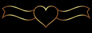 Golden Heart Banner Design PNG image with transparent background