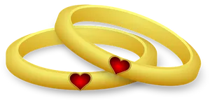 Golden Heart Rings Graphic PNG Image