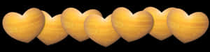 Golden Hearts Row PNG image with transparent background