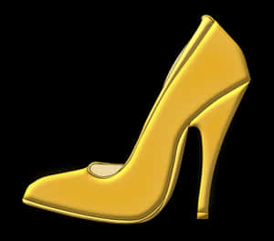 Golden High Heel Shoe PNG with transparent background