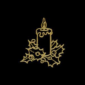 Golden Holiday Candle Illustration PNG image with transparent background