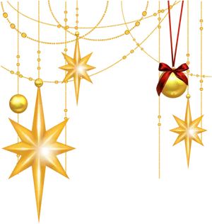 Golden Holiday Decoration Elements PNG Image