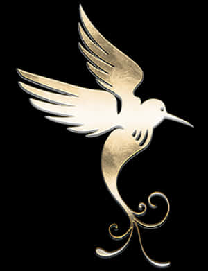 Golden Hummingbird Artwork PNG image with transparent background