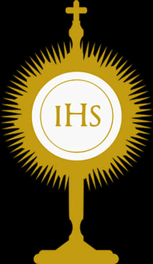 Golden I H S Monstrance Design PNG image with transparent background