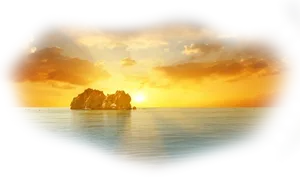 Golden Island Sunrise PNG Image