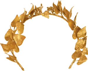 Golden Ivy Wreath Decoration PNG Image