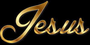 Golden_ Jesus_ Calligraphy PNG image with transparent background