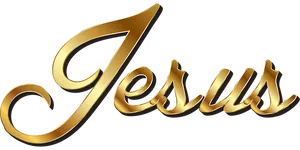 Golden_ Jesus_ Calligraphy PNG Image
