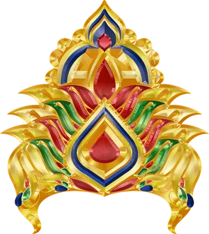 Golden Jeweled Crown Transparent Background PNG Image