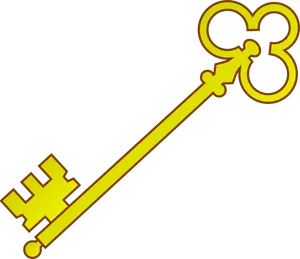 Golden Key Silhouette Graphic PNG Image