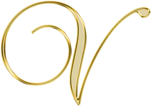 Golden Letter V Design PNG Image