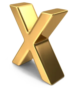 Golden Letter X3 D Rendering PNG Image