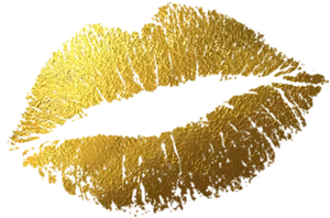 Golden Lipstick Kiss Print PNG Image