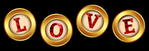 Golden Love Letters Design PNG image with transparent background