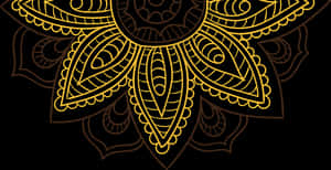 Golden Mandala Arton Black Background PNG image with transparent background