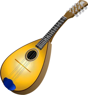 Golden Mandolin Illustration PNG Image