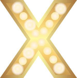 Golden Marquee Letter X PNG Image