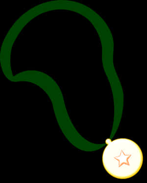 Golden Medalwith Green Ribbon PNG image with transparent background