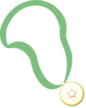 Golden Medalwith Green Ribbon PNG Image