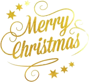 Golden Merry Christmas Text PNG Image