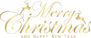 Golden Merry Christmasand Happy New Year Text PNG Image