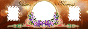 Golden Moment Floral Frame PNG with transparent background