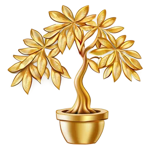 Golden Money Tree Design Png Xva PNG Image