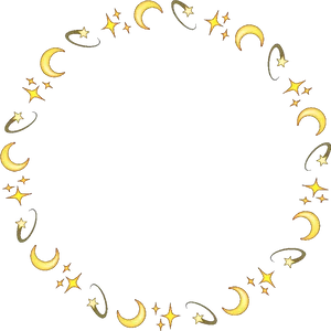 Golden Moonand Stars Frame PNG Image