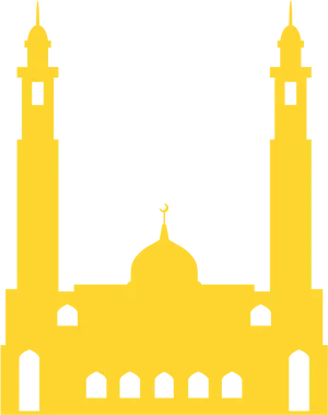 Golden_ Mosque_ Silhouette_ Vector PNG Image