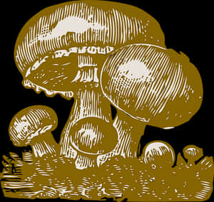Golden_ Mushroom_ Illustration PNG with transparent background