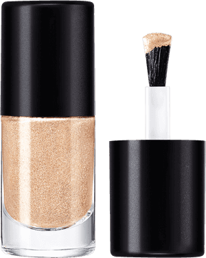 Golden Nail Polish Bottleand Brush PNG image with transparent background