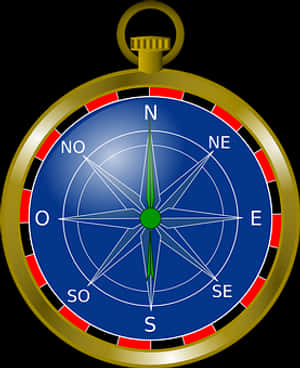 Golden Nautical Compass PNG image with transparent background