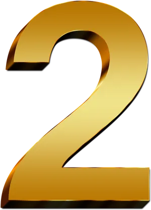 Golden Number Two3 D Render PNG Image