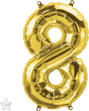 Golden Number8 Balloon PNG Image