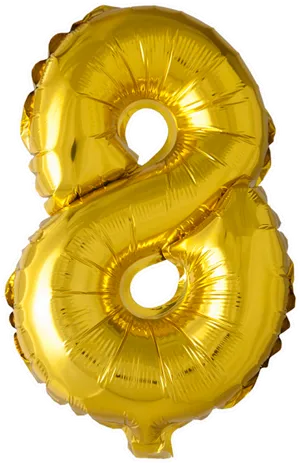 Golden Number8 Balloon PNG Image