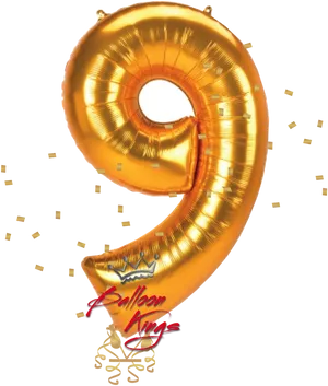 Golden Number9 Balloon PNG Image