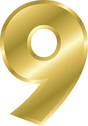 Golden Number9 Graphic PNG Image