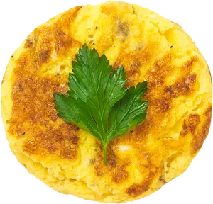 Golden Omelettewith Parsley Garnish PNG Image