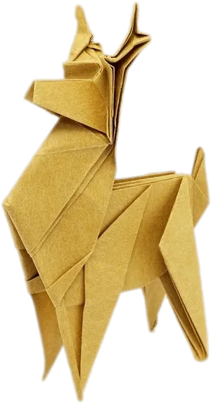 Golden Origami Deer PNG Image