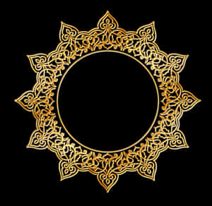 Golden Ornate Frameon Black Background PNG image with transparent background