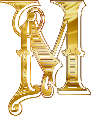 Golden Ornate Letter M PNG Image