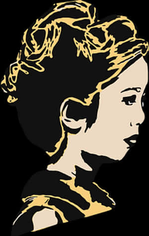 Golden Outlined Profile PNG image with transparent background