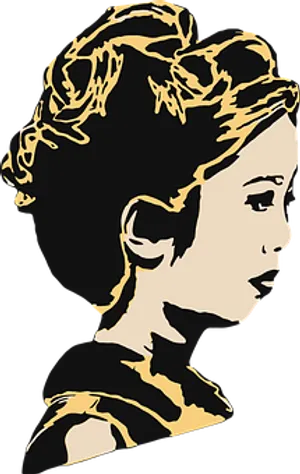 Golden Outlined Profile PNG Image