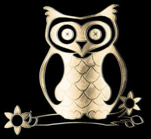 Golden Owl Artwork PNG image with transparent background