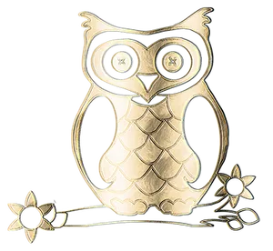 Golden Owl Artwork PNG Image