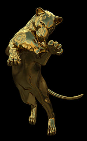 Golden Panther Statue PNG image with transparent background