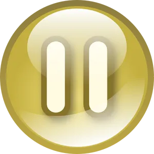 Golden Pause Icon PNG Image