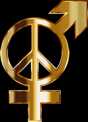 Golden Peaceand Gender Symbol PNG image with transparent background