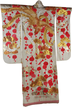 Golden Phoenix Kimono Design PNG image with transparent background