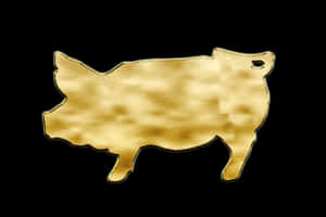 Golden Pig Silhouette Black Background PNG image with transparent background